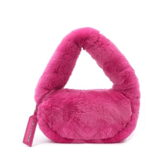 Brandon Blackwood Parker Shoulder Bag in Hot Pink Rex Rabbit Fur - Picture 1 of 6